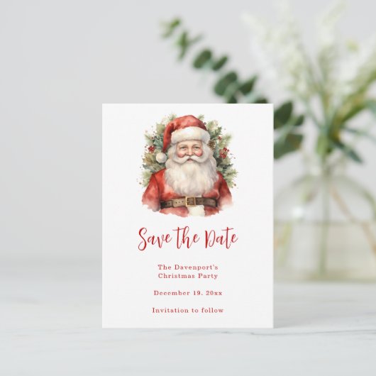 Vintage Kerstman Smiling Aankondigingskaart (Staand voorkant)