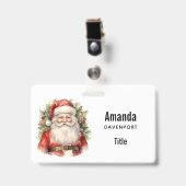 Vintage Kerstman Smiling Badge (Voorzijde met clip)