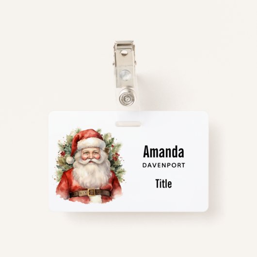 Vintage Kerstman Smiling Badge (Achterkant met clip)