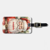 Vintage Kerstman Smiling Bagagelabel (Voorkant horizontaal)