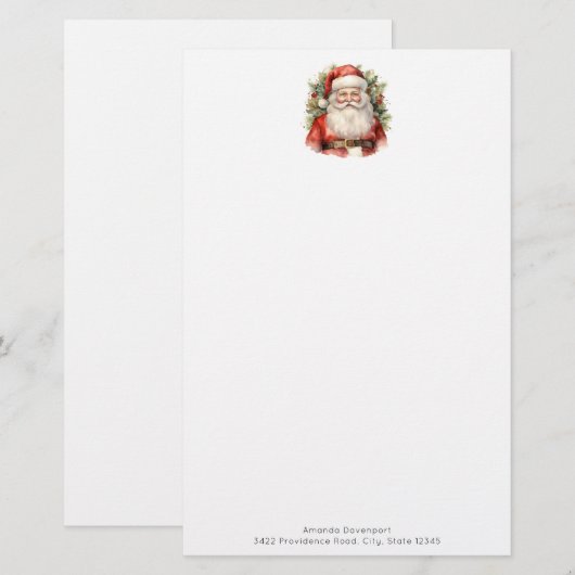 Vintage Kerstman Smiling Briefpapier (Voorkant / Achterkant)