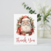 Vintage Kerstman Smiling Dank u Briefkaart (Staand voorkant)