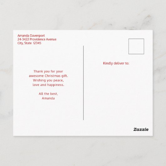 Vintage Kerstman Smiling Dank u Briefkaart (Achterkant)