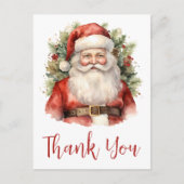 Vintage Kerstman Smiling Dank u Briefkaart (Voorkant)