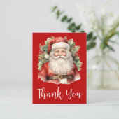 Vintage Kerstman Smiling Dank u Briefkaart (Staand voorkant)