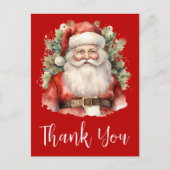 Vintage Kerstman Smiling Dank u Briefkaart (Voorkant)
