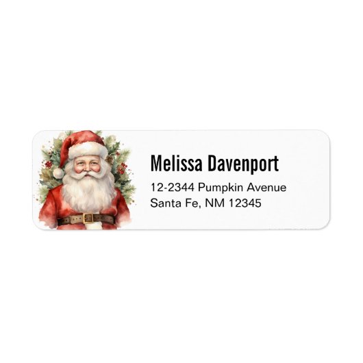 Vintage Kerstman Smiling Etiket (Voorkant)