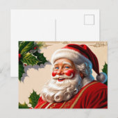 Vintage Kerstman Smiling Feestdagenkaart (Voorkant / Achterkant)