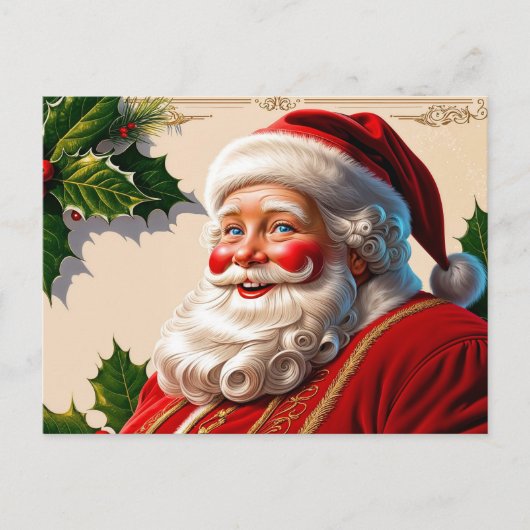 Vintage Kerstman Smiling Feestdagenkaart (Voorkant)