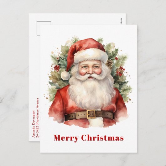 Vintage Kerstman Smiling Feestdagenkaart (Voorkant / Achterkant)