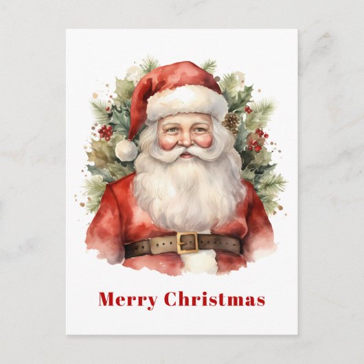 Vintage Kerstman Smiling Feestdagenkaart (Voorkant)