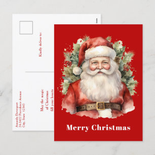 Vintage Kerstman Smiling Feestdagenkaart