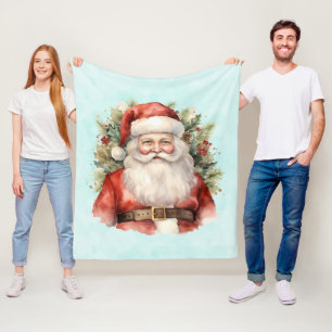 Vintage Kerstman Smiling Fleece Deken