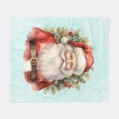 Vintage Kerstman Smiling Fleece Deken (Voorkant (Horizontaal))