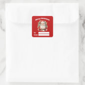Vintage Kerstman Smiling Gift Vierkante Sticker (Tas)