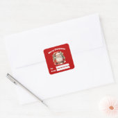Vintage Kerstman Smiling Gift Vierkante Sticker (Envelop)