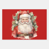 Vintage Kerstman Smiling Inpakpapier Vel (Voorkant)