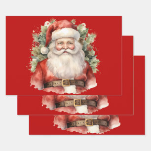 Vintage Kerstman Smiling Inpakpapier Vel