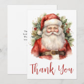 Vintage Kerstman Smiling Kerstmis Bedankkaart (Voorkant / Achterkant)
