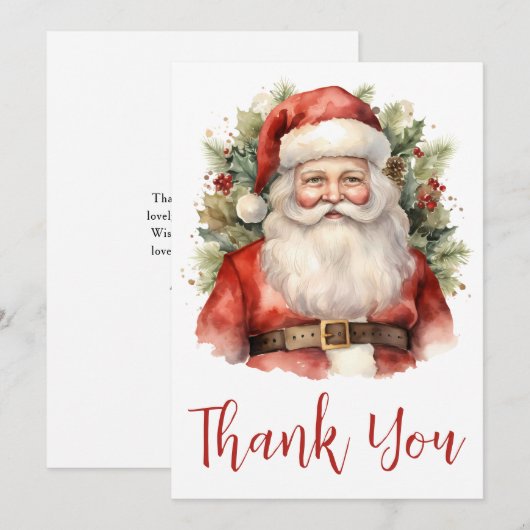Vintage Kerstman Smiling Kerstmis Bedankkaart (Voorkant / Achterkant)