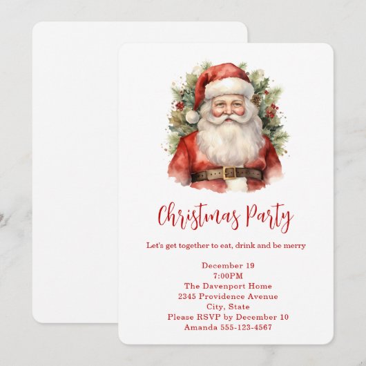 Vintage Kerstman Smiling Kerstmis Kaart (Voorkant / Achterkant)