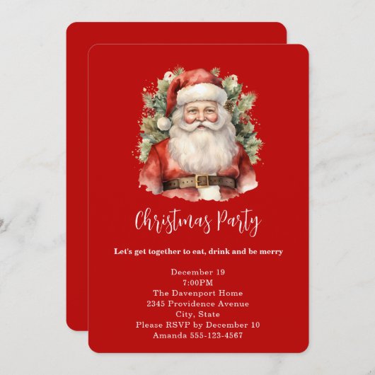 Vintage Kerstman Smiling Kerstmis Kaart (Voorkant / Achterkant)