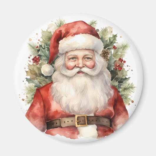 Vintage Kerstman Smiling Magneet (Voorkant)