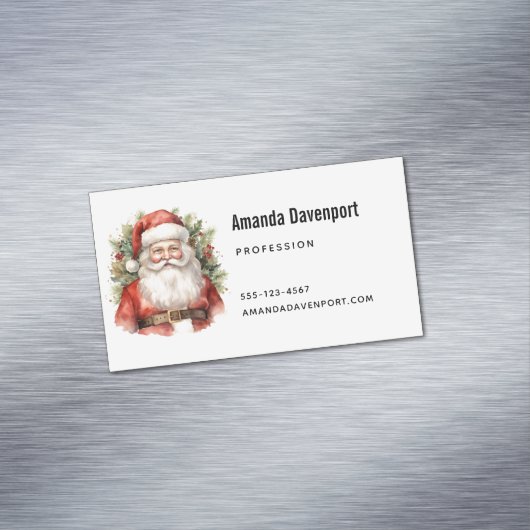 Vintage Kerstman Smiling Magnetisch Visitekaartje (Voorbeeld)