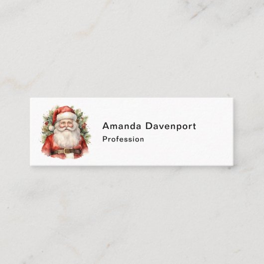 Vintage Kerstman Smiling Mini Visitekaartje (Voorkant)