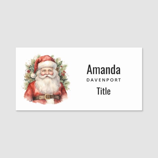 Vintage Kerstman Smiling Naamplaatje (Voorkant)