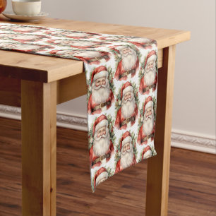 Vintage Kerstman Smiling Patroon Medium Tafelloper