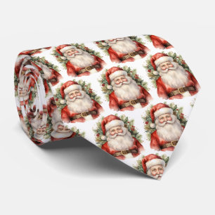 Vintage Kerstman Smiling Patroon Stropdas