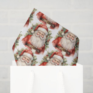 Vintage Kerstman Smiling Patroon Tissuepapier