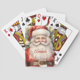 Vintage Kerstman Smiling Pokerkaarten