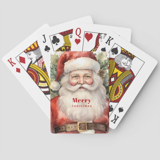 Vintage Kerstman Smiling Pokerkaarten (Achterkant)