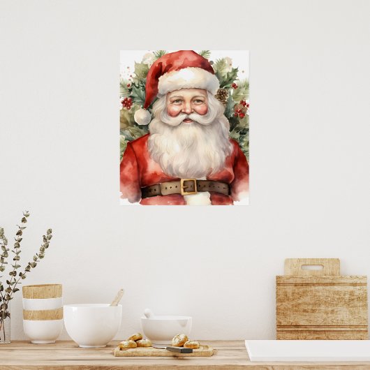 Vintage Kerstman Smiling Poster (Keuken)