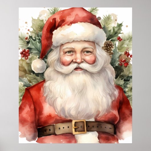 Vintage Kerstman Smiling Poster (Voorkant)