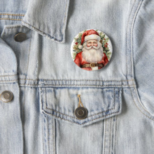 Vintage Kerstman Smiling Ronde Button 5,7 Cm
