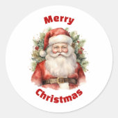 Vintage Kerstman Smiling Ronde Sticker (Voorkant)