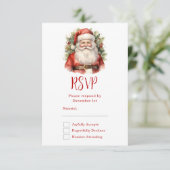 Vintage Kerstman Smiling RSVP Kaartje (Staand voorkant)