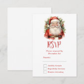 Vintage Kerstman Smiling RSVP Kaartje (Voorkant / Achterkant)