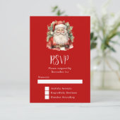 Vintage Kerstman Smiling RSVP Kaartje (Staand voorkant)