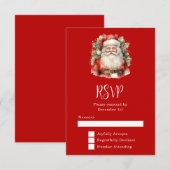 Vintage Kerstman Smiling RSVP Kaartje (Voorkant / Achterkant)
