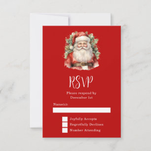 Vintage Kerstman Smiling RSVP Kaartje