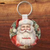 Vintage Kerstman Smiling Sleutelhanger (Achterkant)