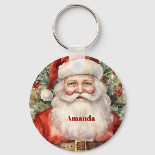 Vintage Kerstman Smiling Sleutelhanger (Achterkant)