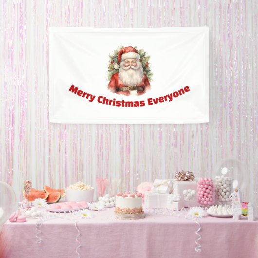 Vintage Kerstman Smiling Spandoek (Feest)