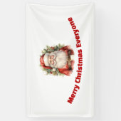 Vintage Kerstman Smiling Spandoek (Verticaal)