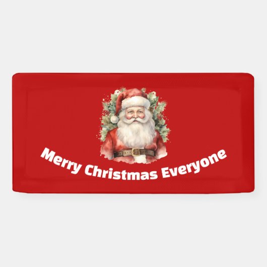 Vintage Kerstman Smiling Spandoek (Horizontaal)