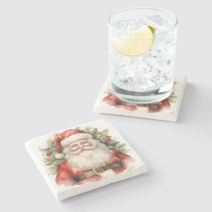 Vintage Kerstman Smiling Stenen Onderzetter
